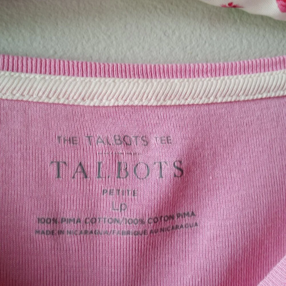 'Talbots' The Talbots Tee Long Sleeve Solid Pink Size LP EUC_4